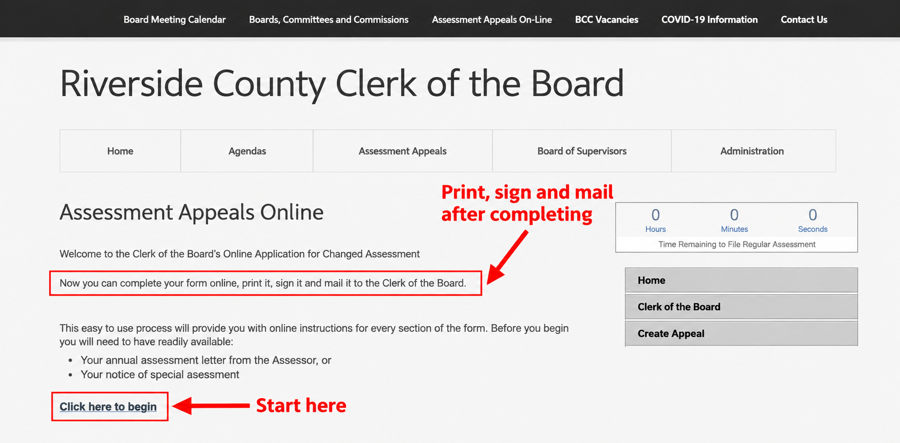 Start the online preparation tool; print, sign and mail the completed application